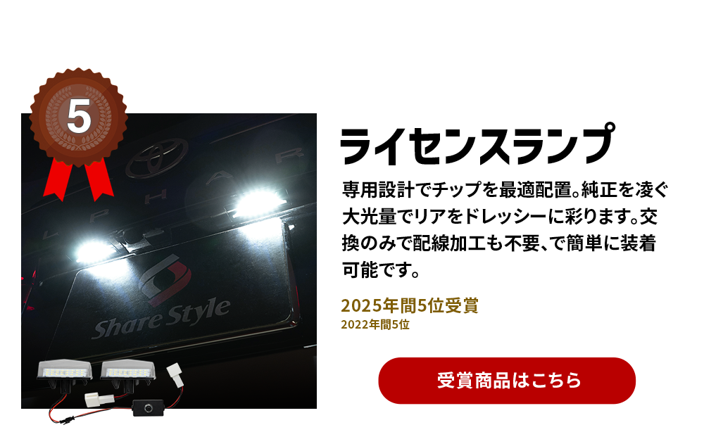 5位　LEDライセンスランプ