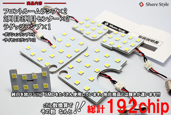超激明 日産 キャラバン(CARABAN) ルームランプセット 3chip SMD全使用 フロントリアラゲッジ