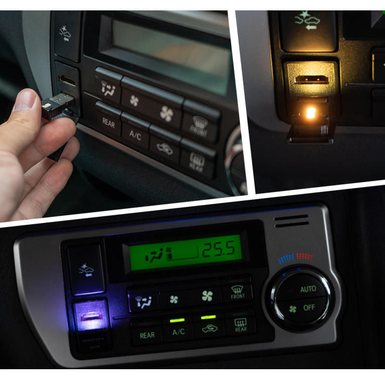 専用車内LEDイルミランプ星形2個セット 青USB変換ユニット付き USB LEDライト 8色 イルミネーション 車用 簡単取付 小型 明暗