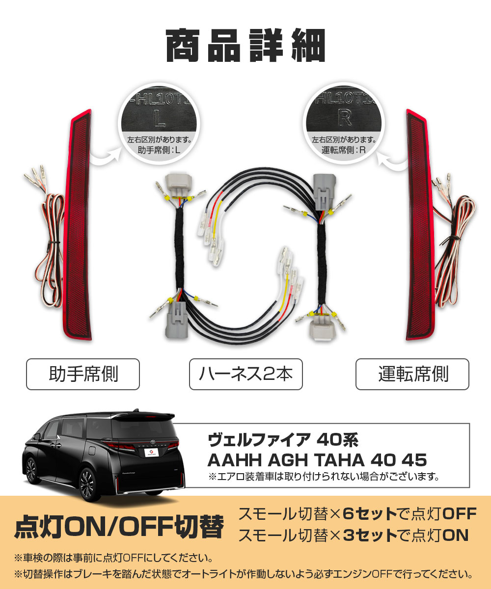 シェアスタイル アルファード 40系 LEDリフレクター 2p ON OFF