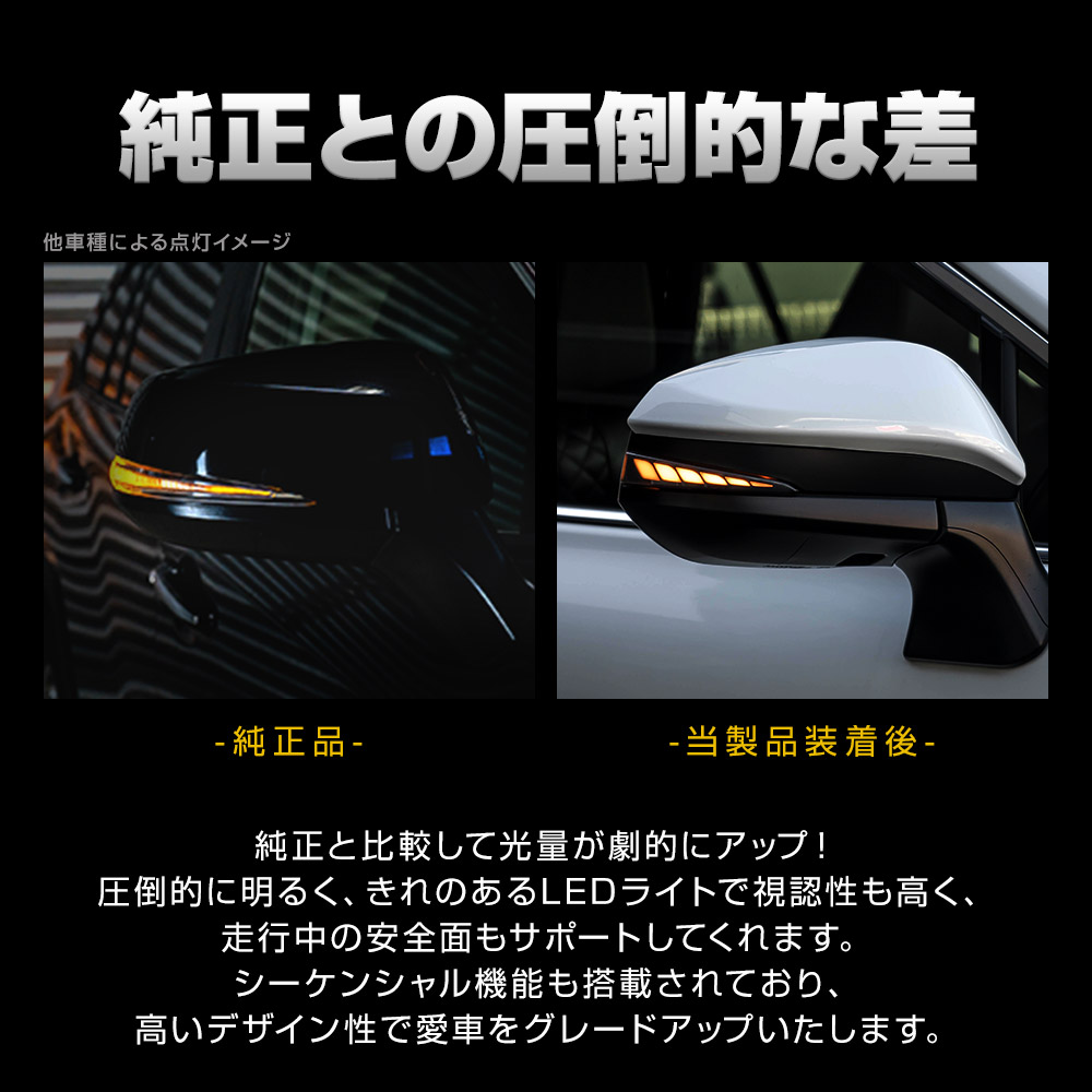 車検対応 ハリアー 80系 60系 専用 切替機能付き LED シーケンシャル ドアミラー ウィンカーランプ 2p スモーク