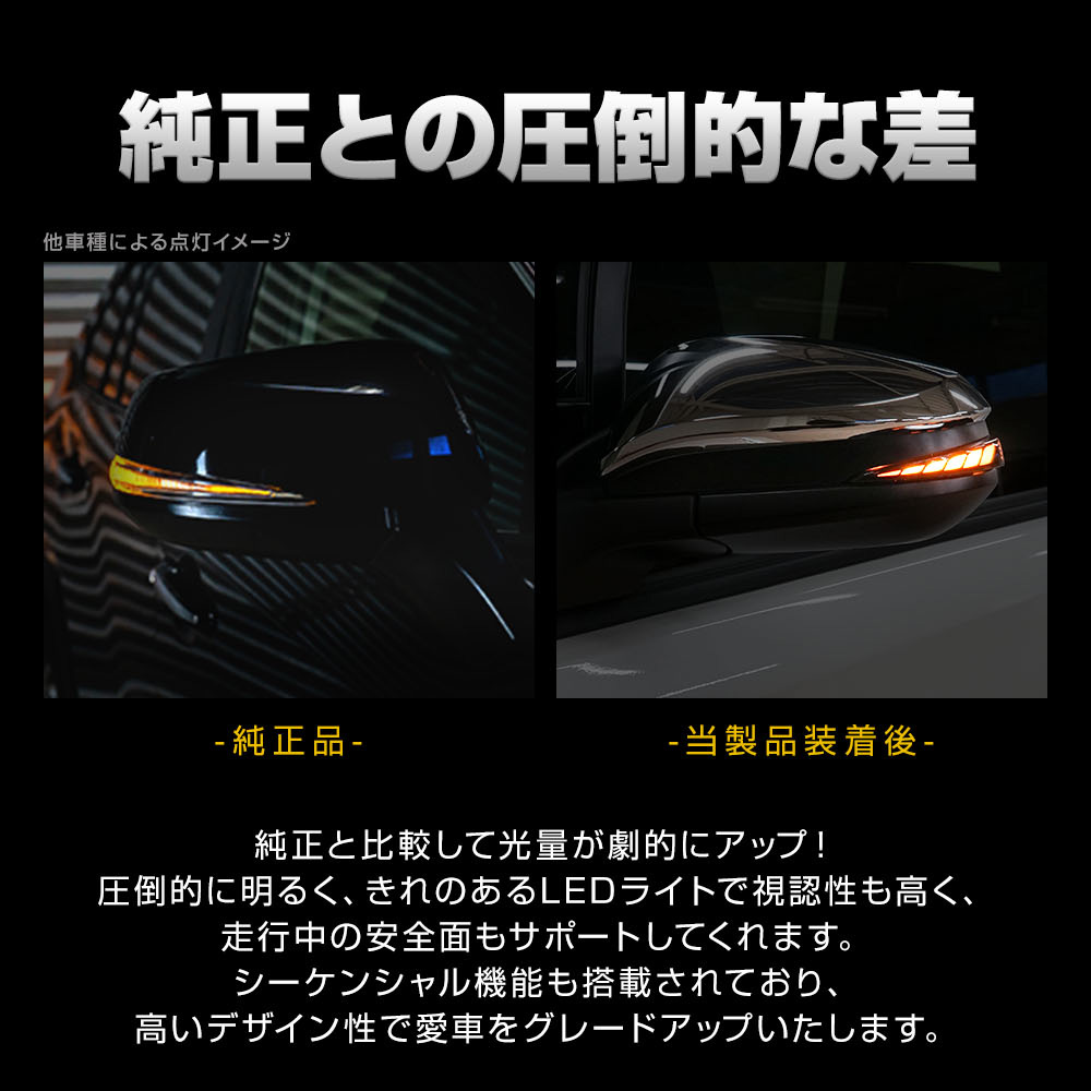 車検対応 ノア ヴォクシー 80系 前期 後期 エスクァイア 専用 切替機能付き LEDシーケンシャル ドアミラー ウィンカーランプ 2p スモーク